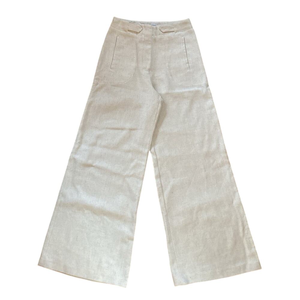 Torn By Ronny Kobo Bernard Wide Leg Pants Linen Blend Womens XS Stone